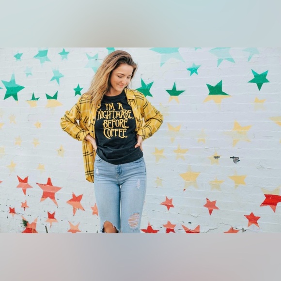 Crazy Dog T-Shirts Women’s XXL I'm A Nightmare Before Coffee Heather Black- NWT - Picture 2 of 6